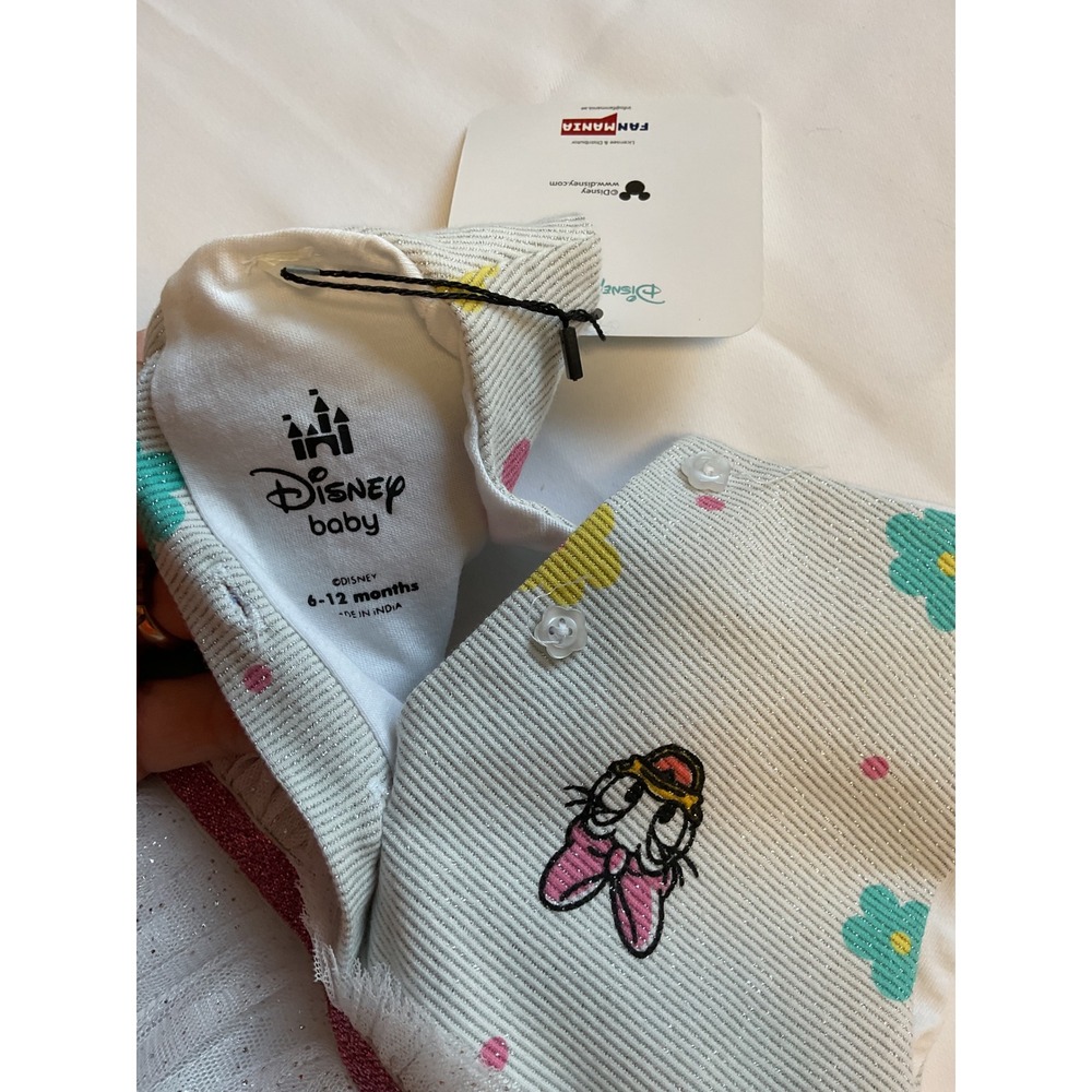 NWT Disney Baby Minnie Mouse Tutu Dress Silver Glitter Floral 6-12 Months - Picture 3 of 3